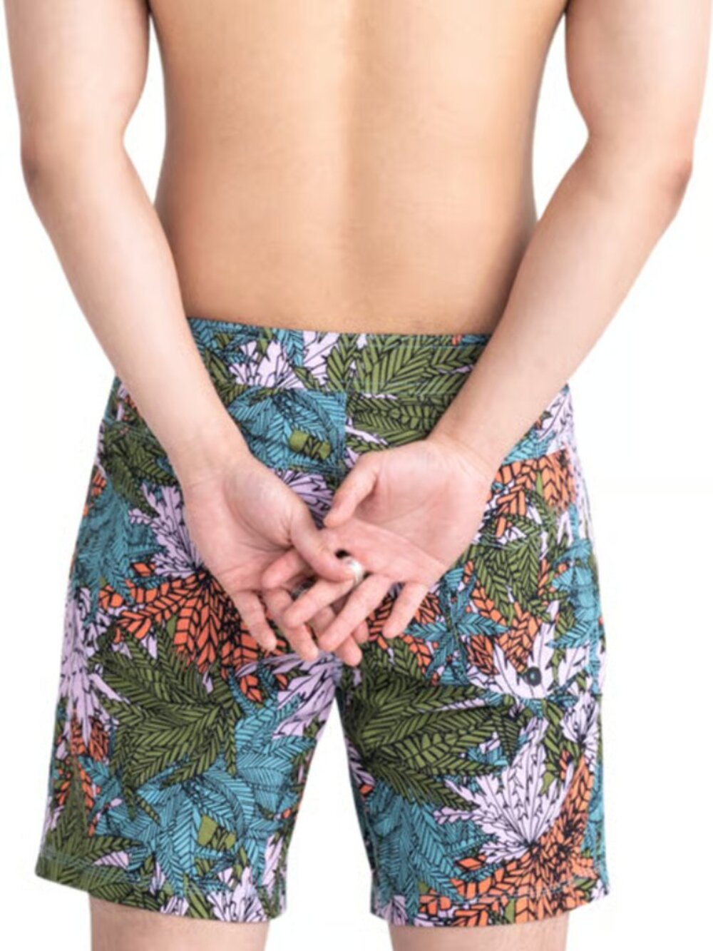 Pre-Loved Men’s Tropical Leaf Print Drawstring Board Shorts - Size 30
